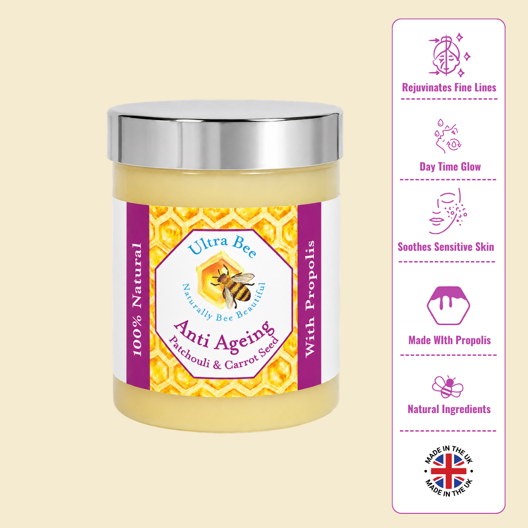 100% Natural Anti Ageing Moisturiser Honey, Patchouli, Carrot Seed 100ml (Morning)