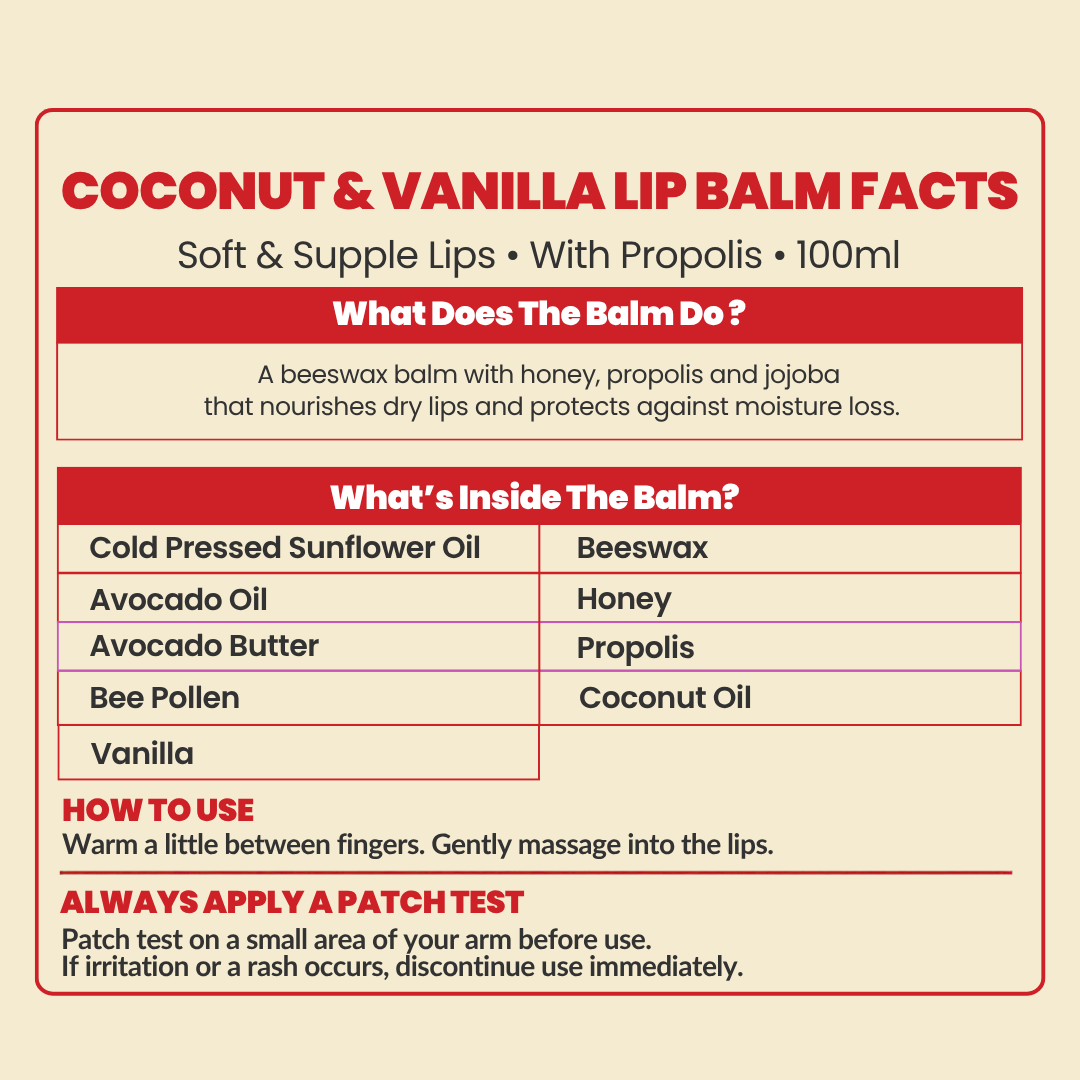 100% Natural Lip Balm Coconut & Vanilla 4.3g
