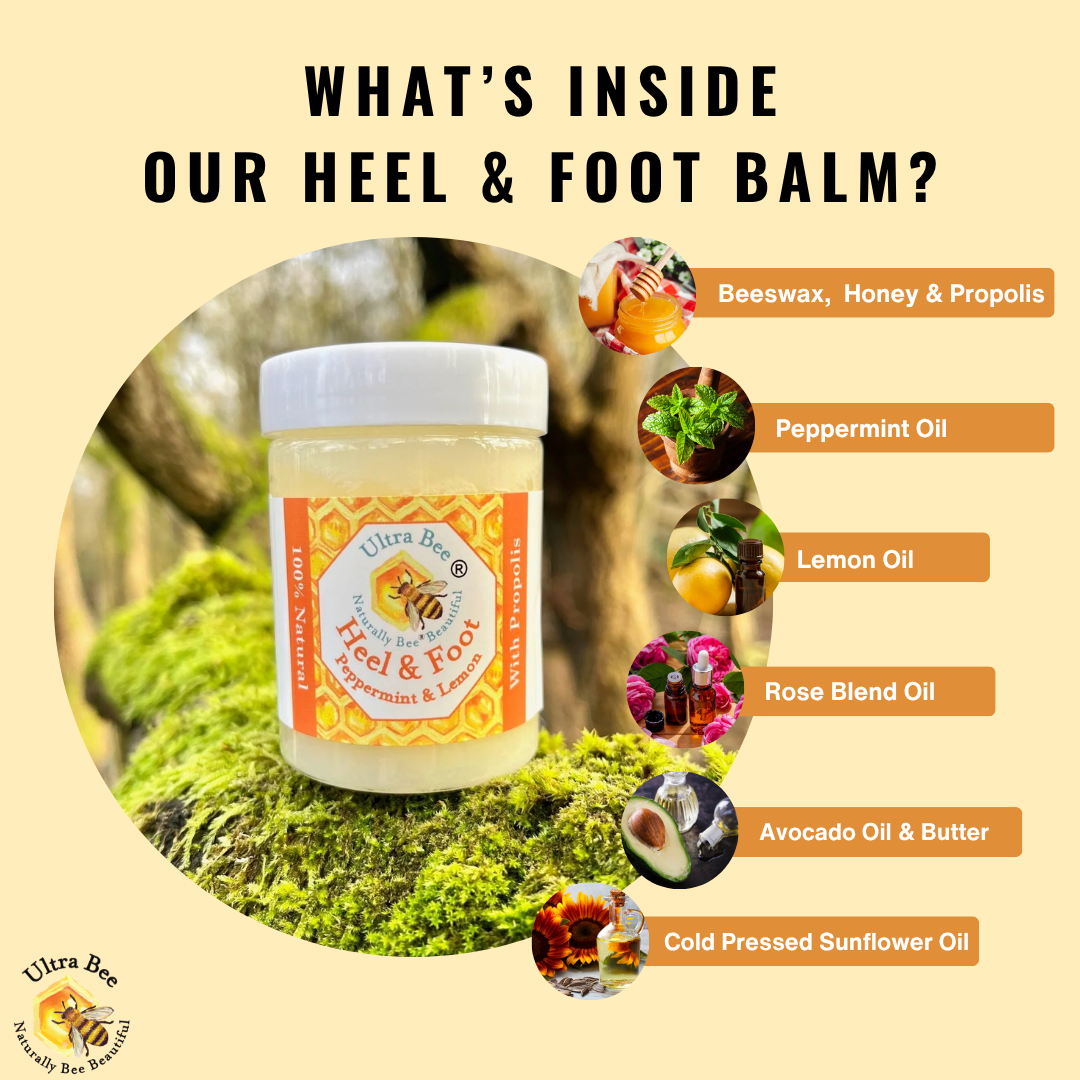 100% Natural Heel & Foot Balm Honey & Peppermint 100ml