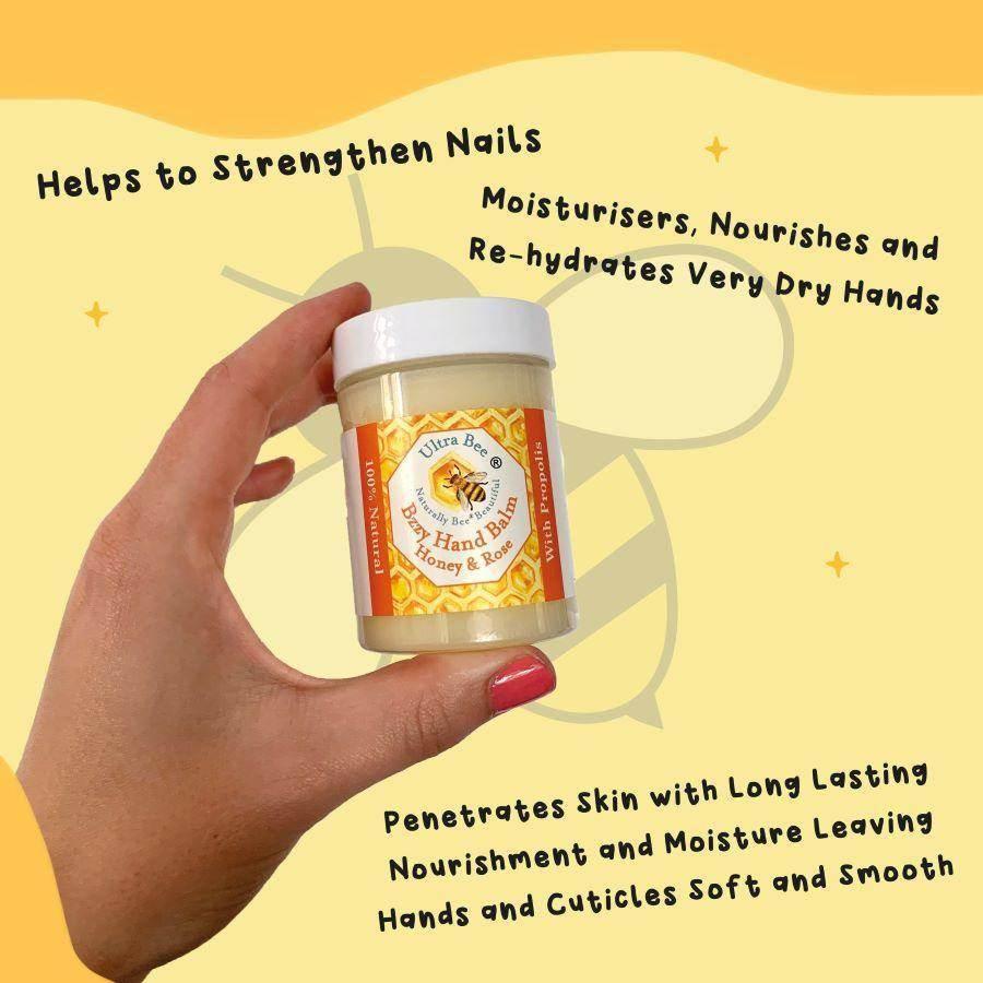 100% Natural Bzzy Hand Balm Honey & Rose 100ml - Ultra Bee Health UK