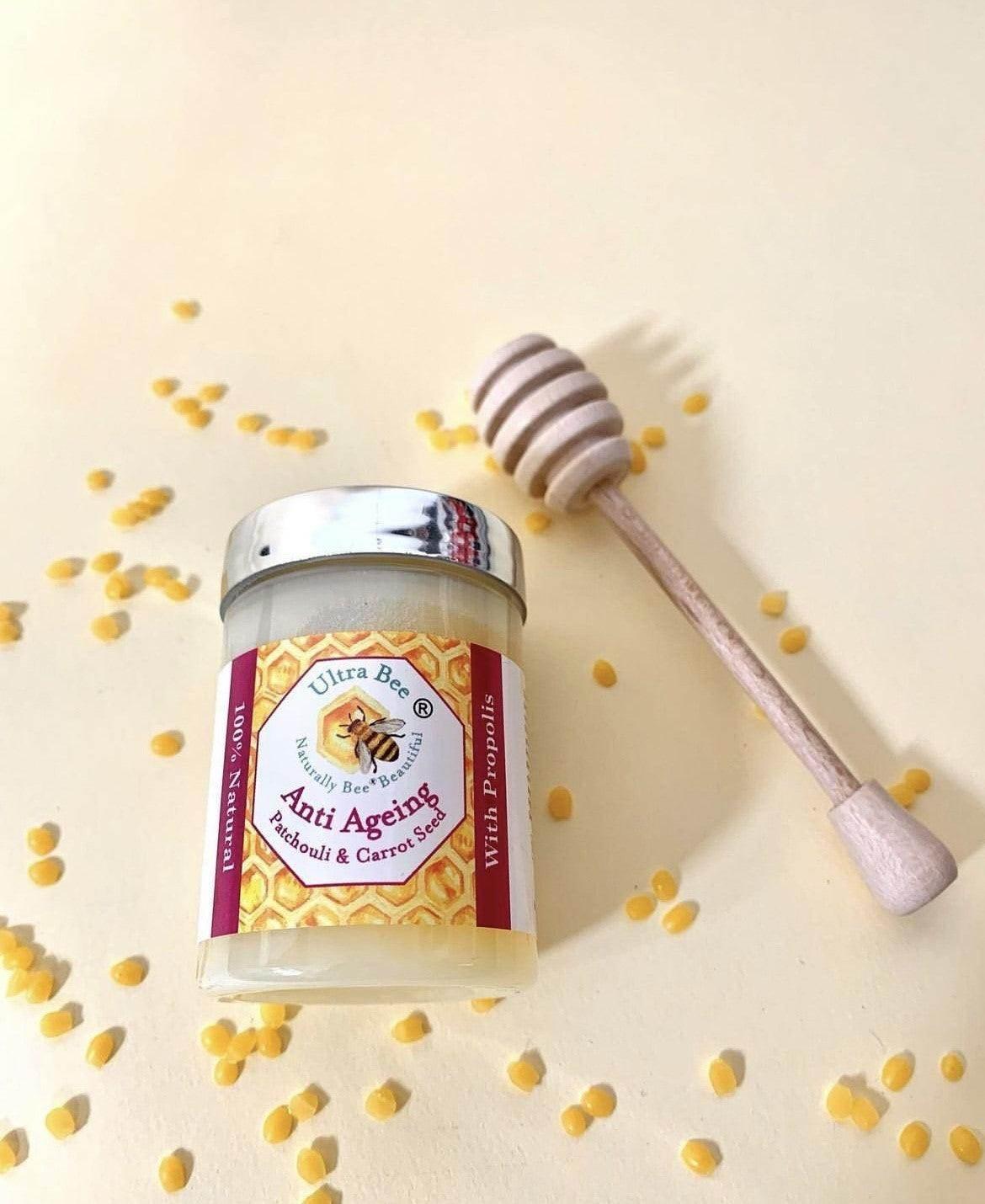 100% Natural Anti Ageing Moisturiser Honey, Patchouli, Carrot Seed 100ml (Morning) - Ultra Bee Health UK
