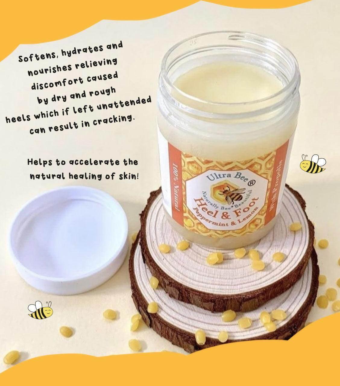 100% Natural Heel & Foot Balm Honey & Peppermint 100ml - Ultra Bee Health UK