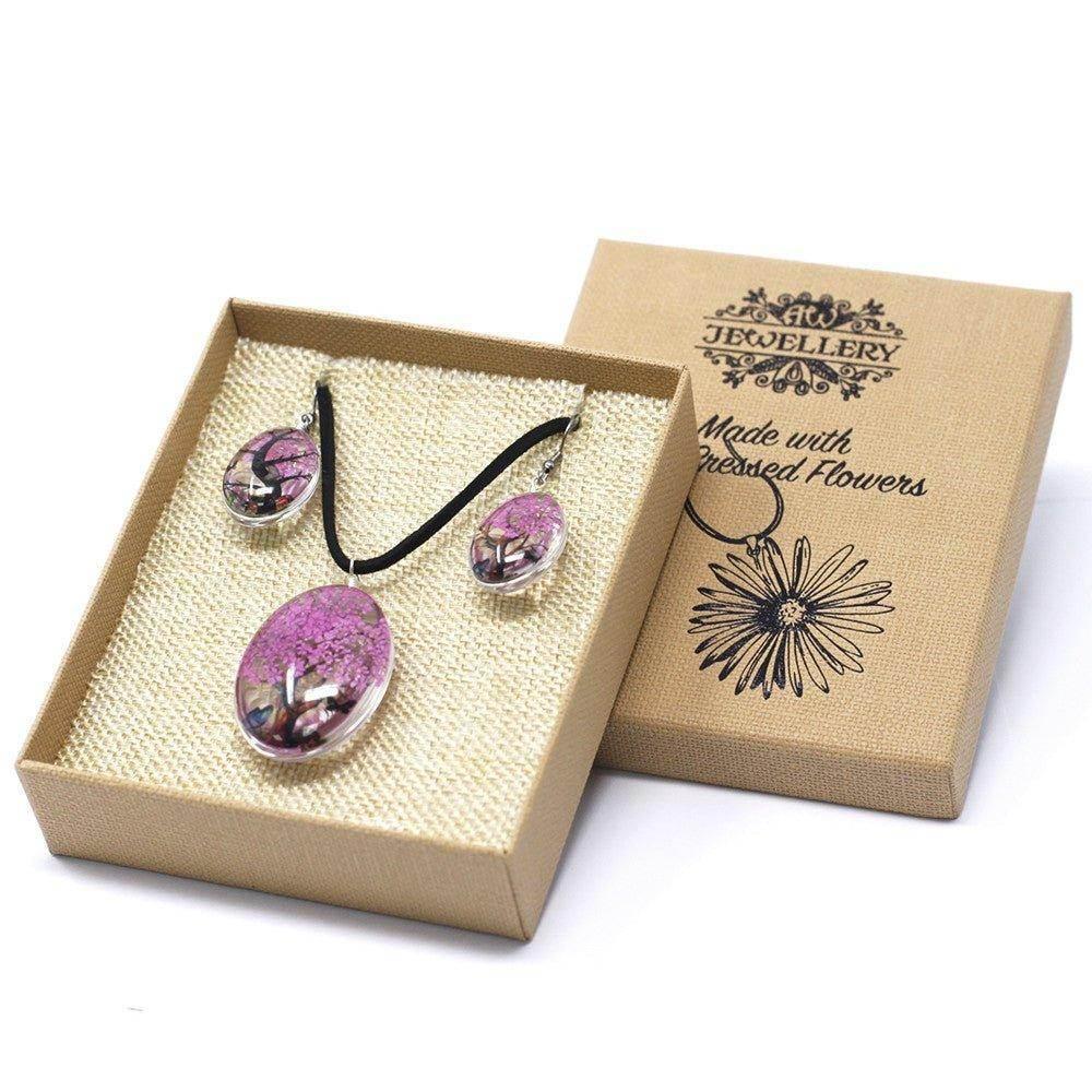 Pressed Real Flowers Jewelry- Bright Pink - Ultra Bee Health UK