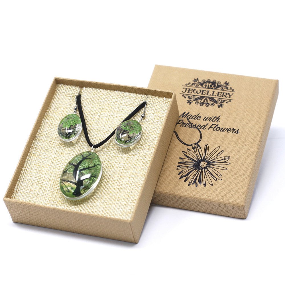 Pressed Real Flowers Jewelry - Green - Ultrabee