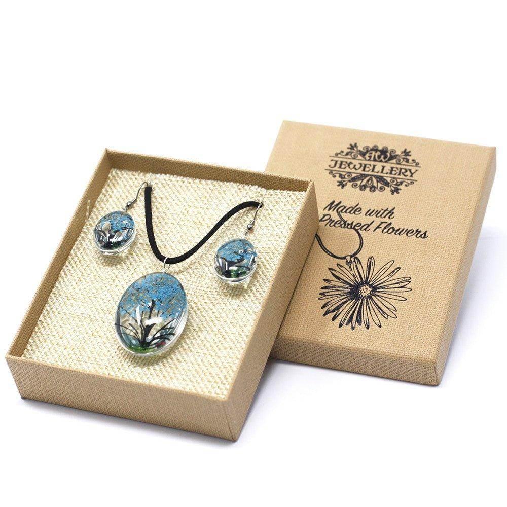 Pressed Real Flowers Jewelry - Teal - Ultra Bee Health UK