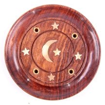 Round Incense Ash Catcher With Moon And Stars Inlay - Ultrabee