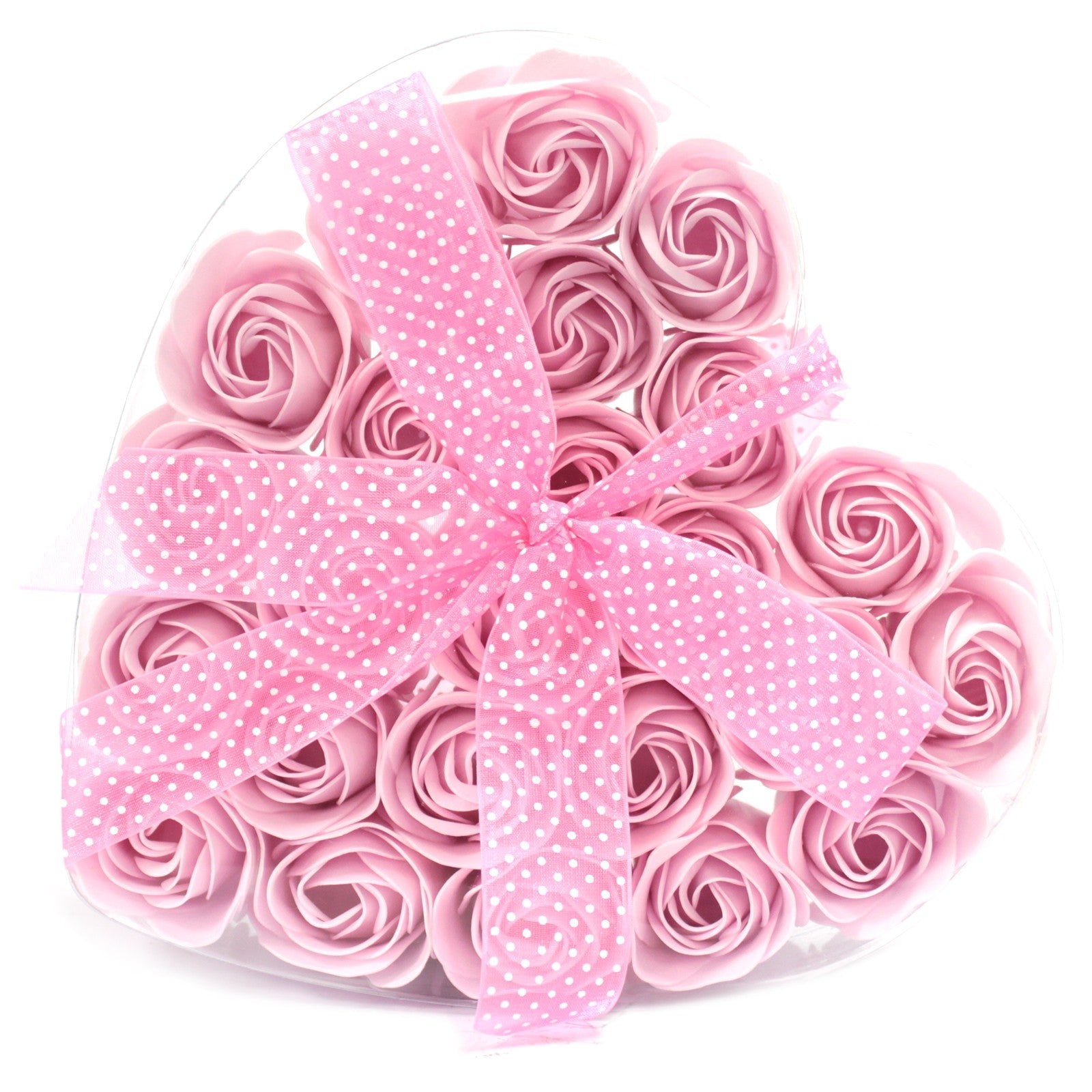 Set of 24 Soap Flower Heart Box - Pink Roses - Ultrabee