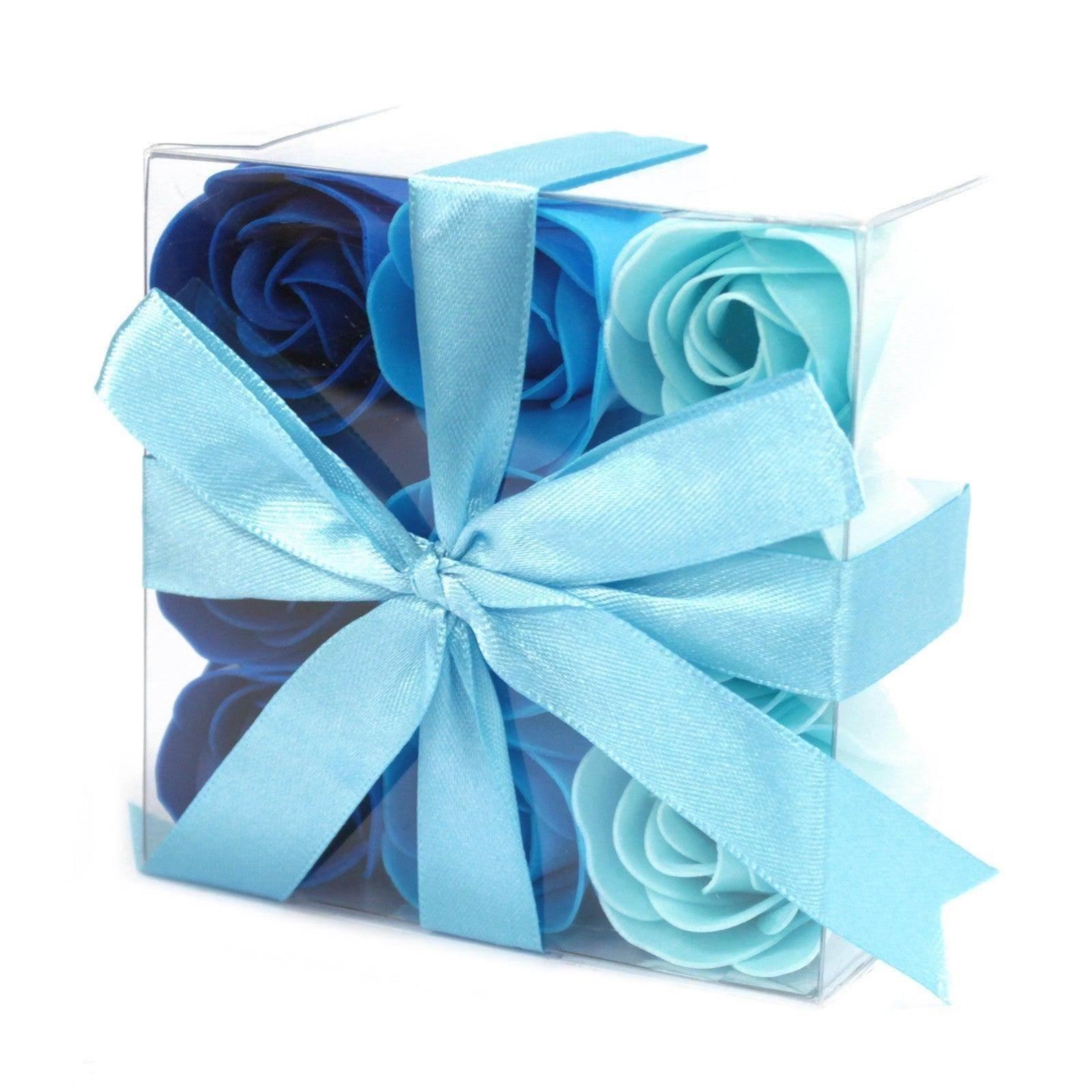 Set of 9 Soap Flowers - Blue Wedding Roses - Ultra Bee Health UK