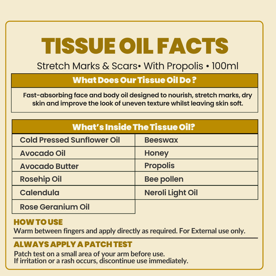 100% Natural Body Moisturiser - Tissue Oil - Rosehip, Rose Geranium, Neroli 100ml