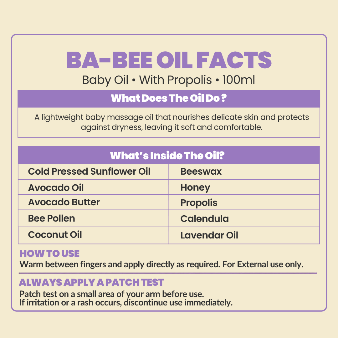 100% Natural  Gentle BaBee Oil Honey Coconut, Calendula & Lavender 100ml