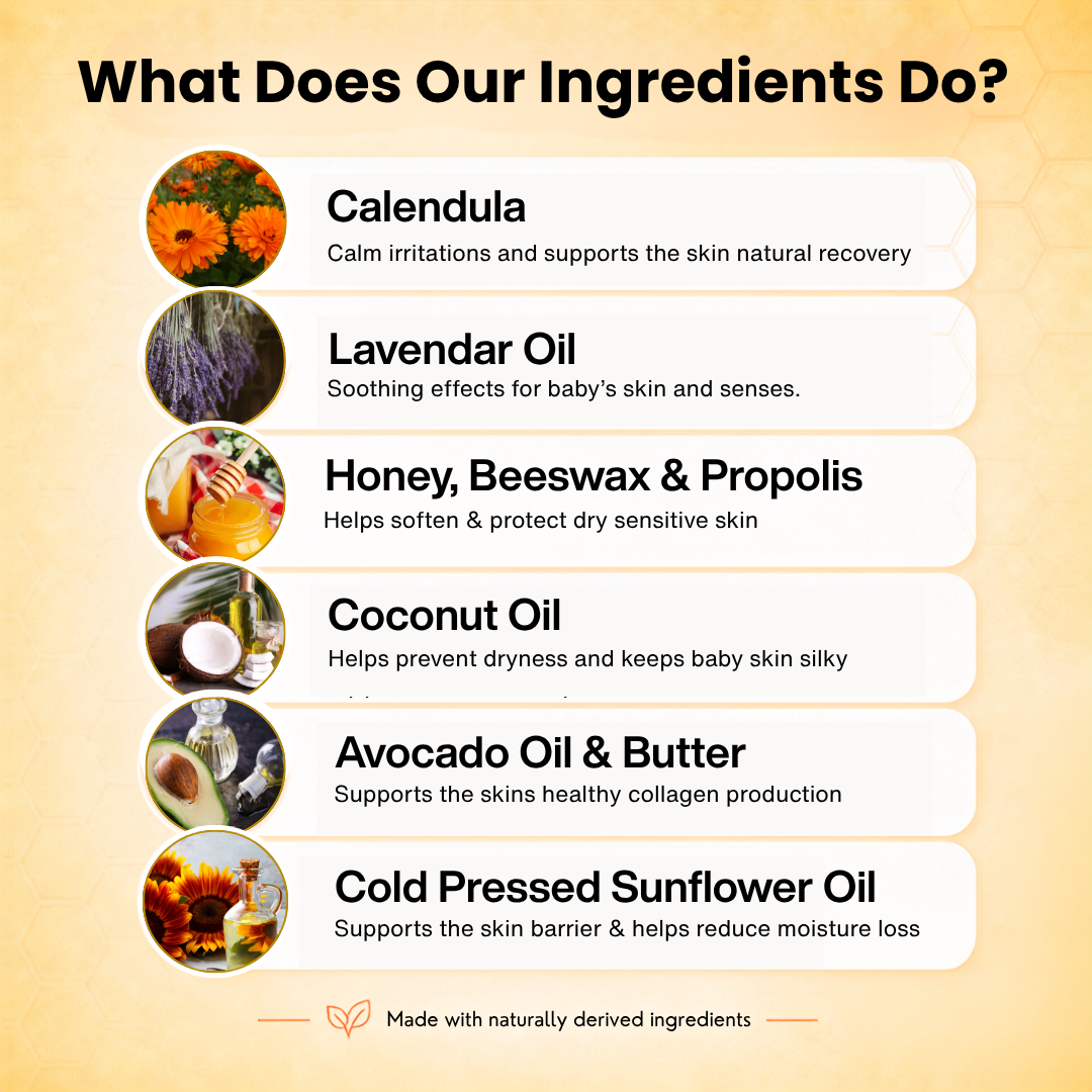 100% Natural  Gentle BaBee Oil Honey Coconut, Calendula & Lavender 100ml