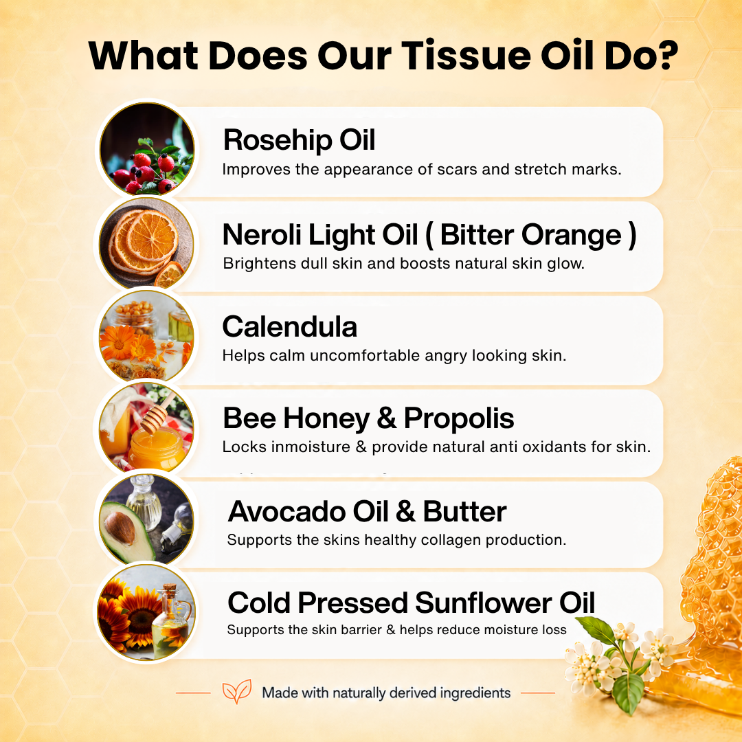 100% Natural Body Moisturiser - Tissue Oil - Rosehip, Rose Geranium, Neroli 100ml