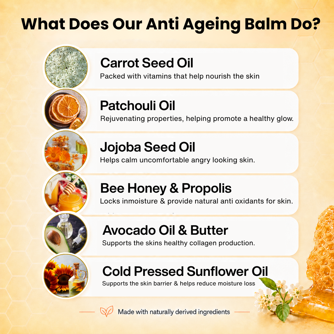 100% Natural Anti Ageing Moisturiser Honey, Patchouli, Carrot Seed 100ml (Morning)