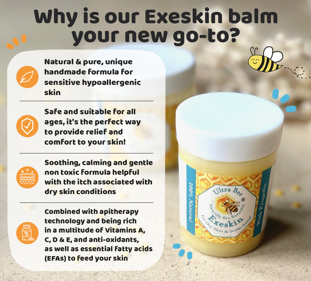 100% Natural Exeskin Balm - Dry Skin & Scalp
