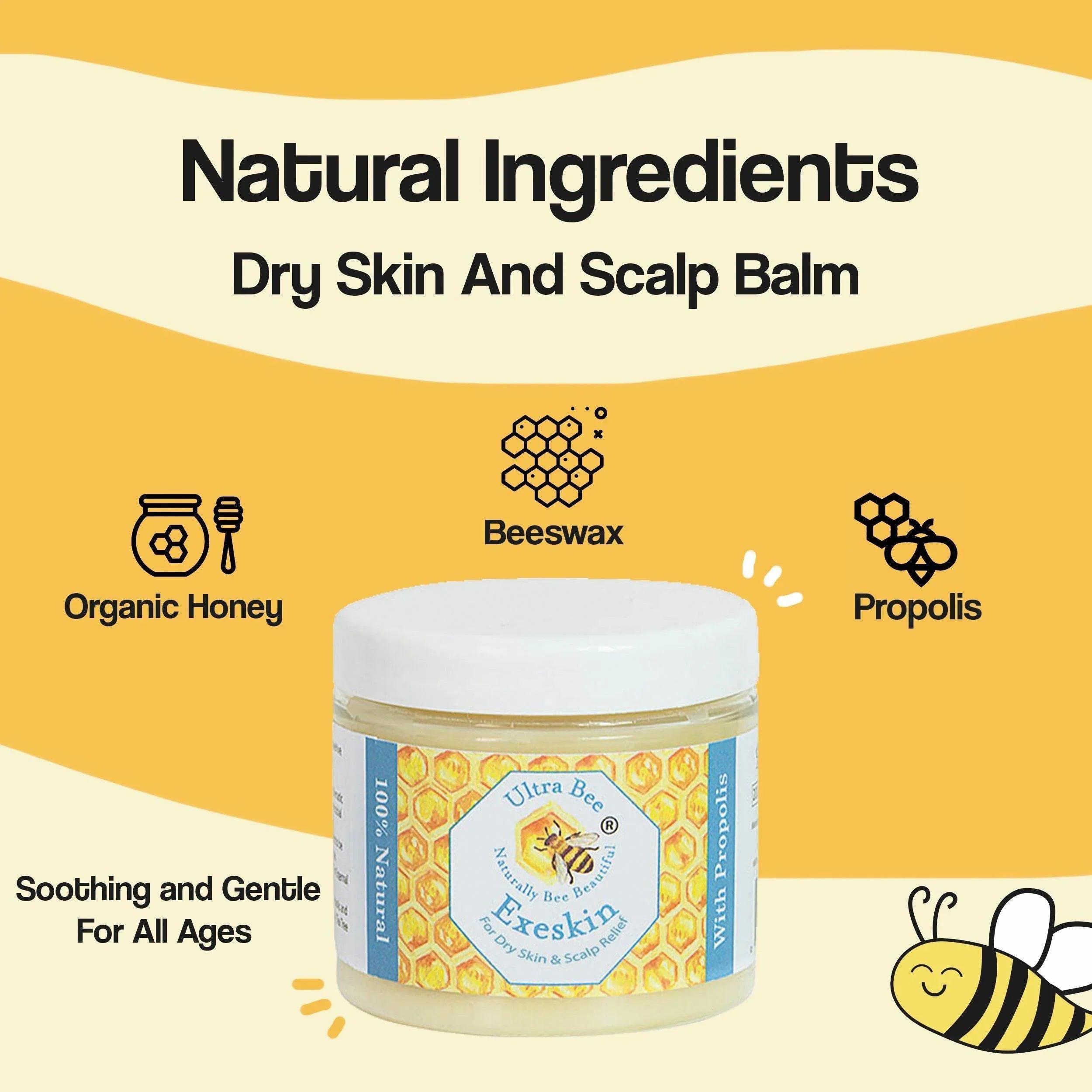 100% Natural Exeskin Dry Skin and Scalp Balm Ultrabee