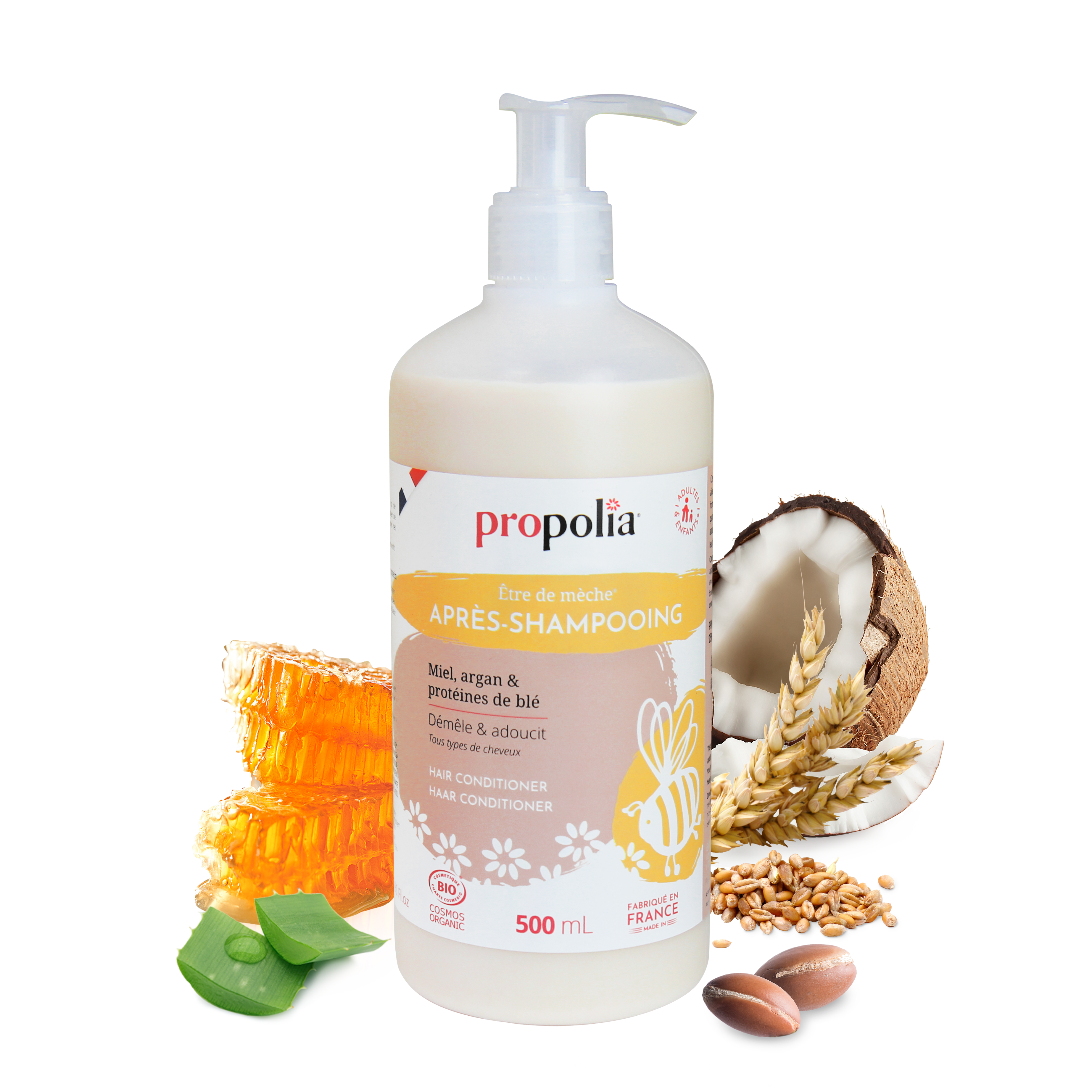Après-Shampoing Bio Miel, Huile d'Argan et Vinaigre de Cidre