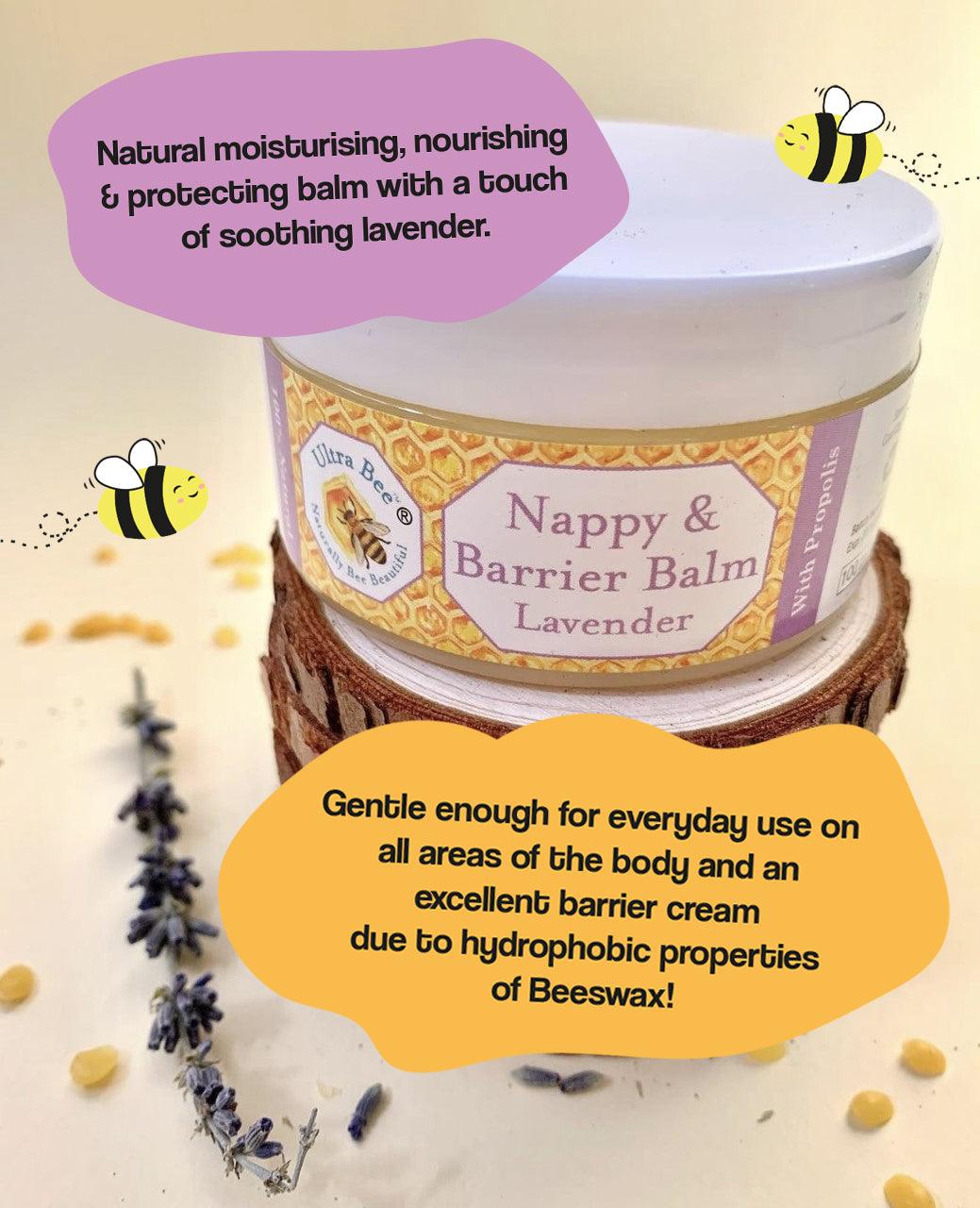 100% Natural Nappy & Barrier Balm Lavender 100ml - Ultra Bee Health UK 