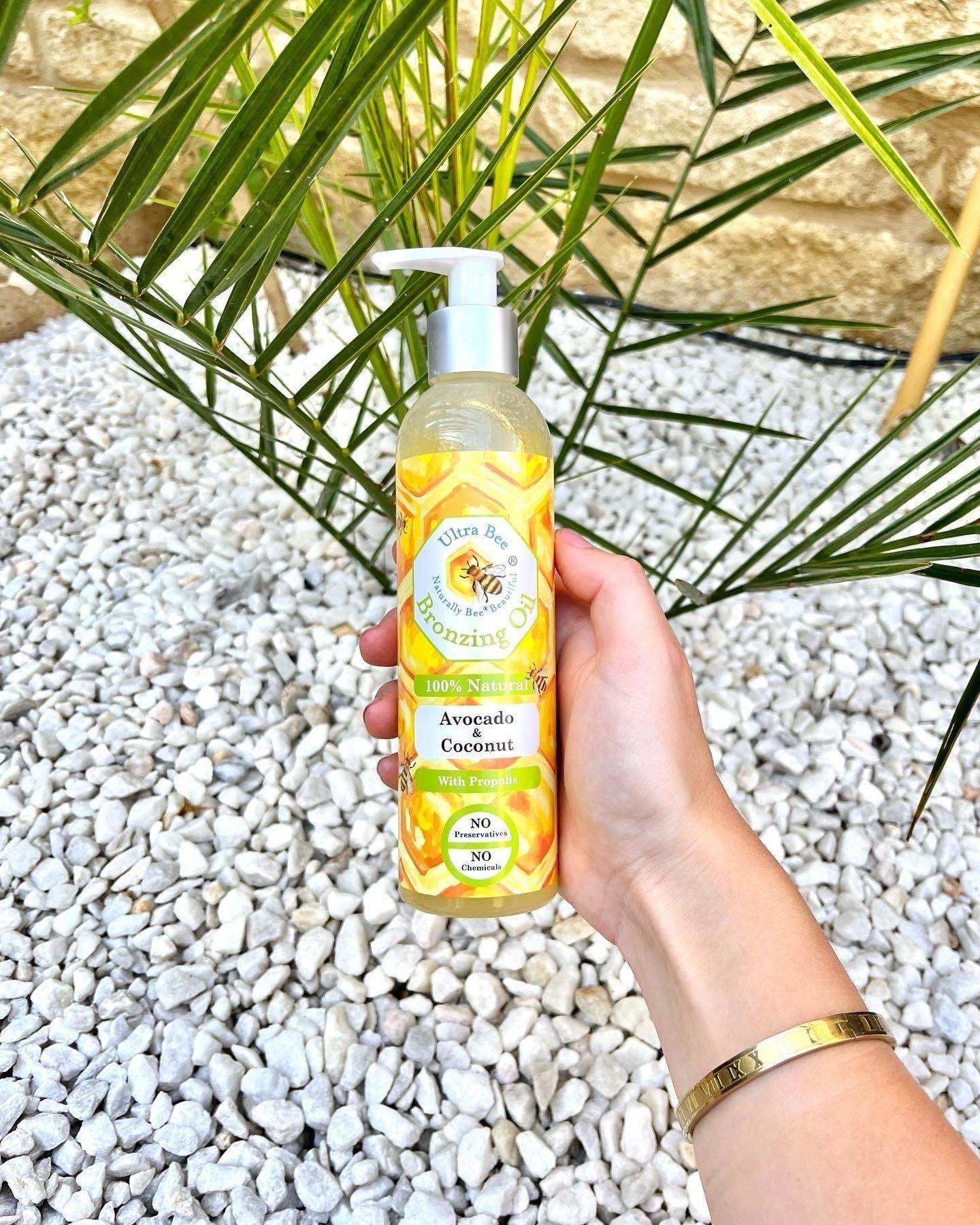 100% Natural BRONZING Tanning Oil - Avocado & Virgin Coconut oil 250ml - Ultra Bee Health UK 
