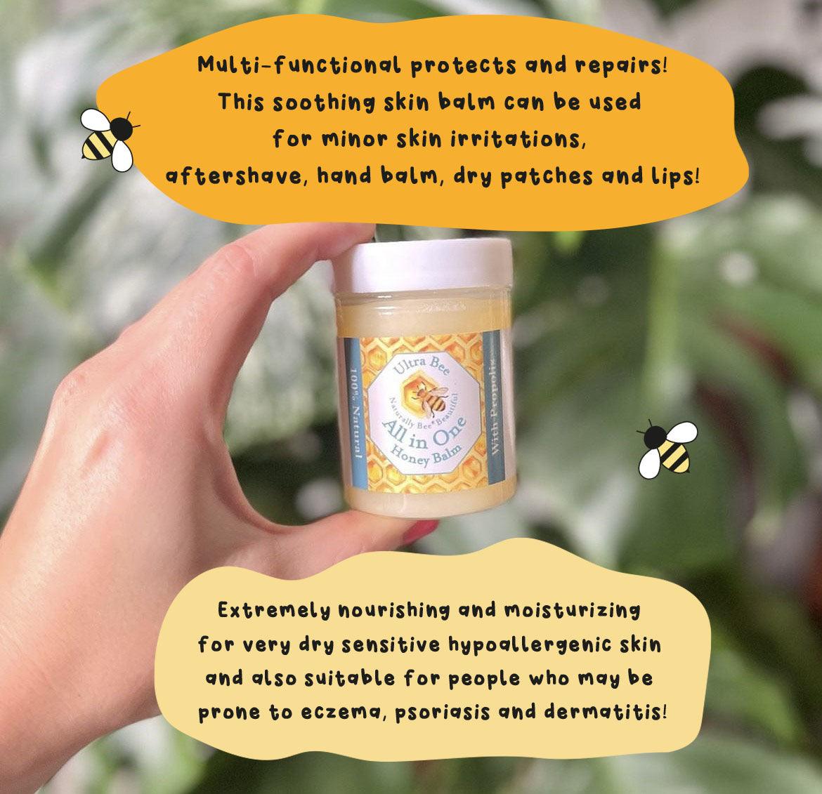 100% Natural  All in One Honey Balm Multi functional Moisturiser - Ultra Bee Health UK 