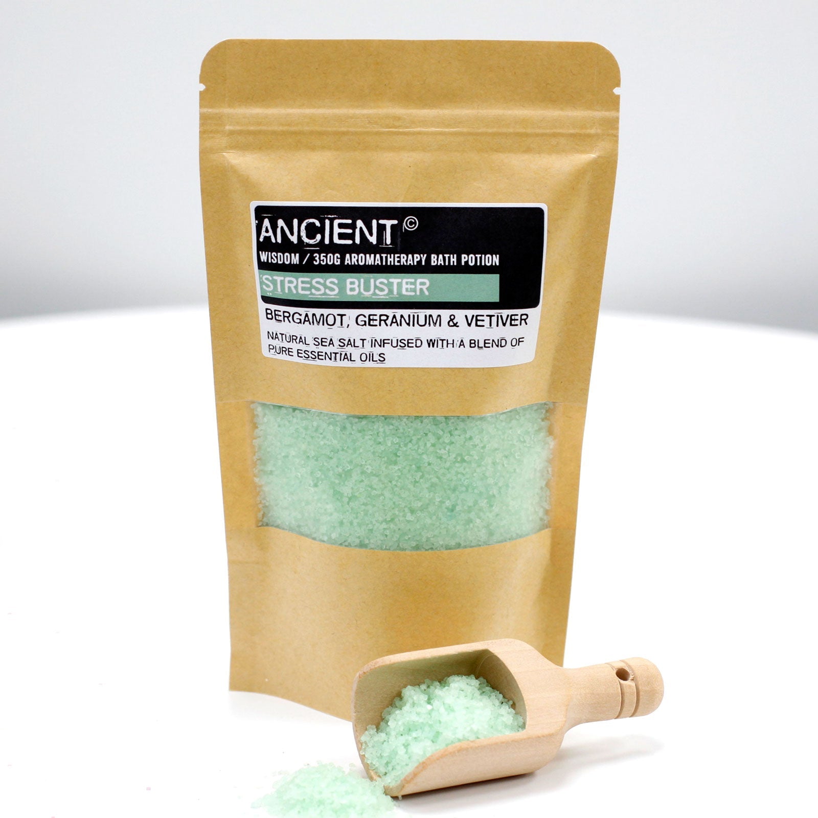 Aroma Bath Salts Stressbuster - Bergamot Geranium & Vetiver 350gm - Ultrabee