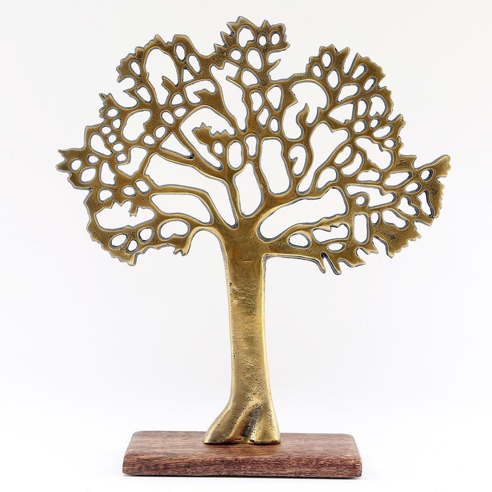 Gold Tree Ornament on Wood Base - Ultrabee
