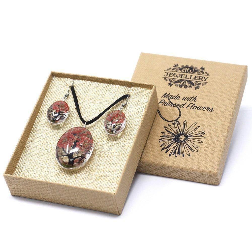 Pressed Real Flowers Jewelry - Coral