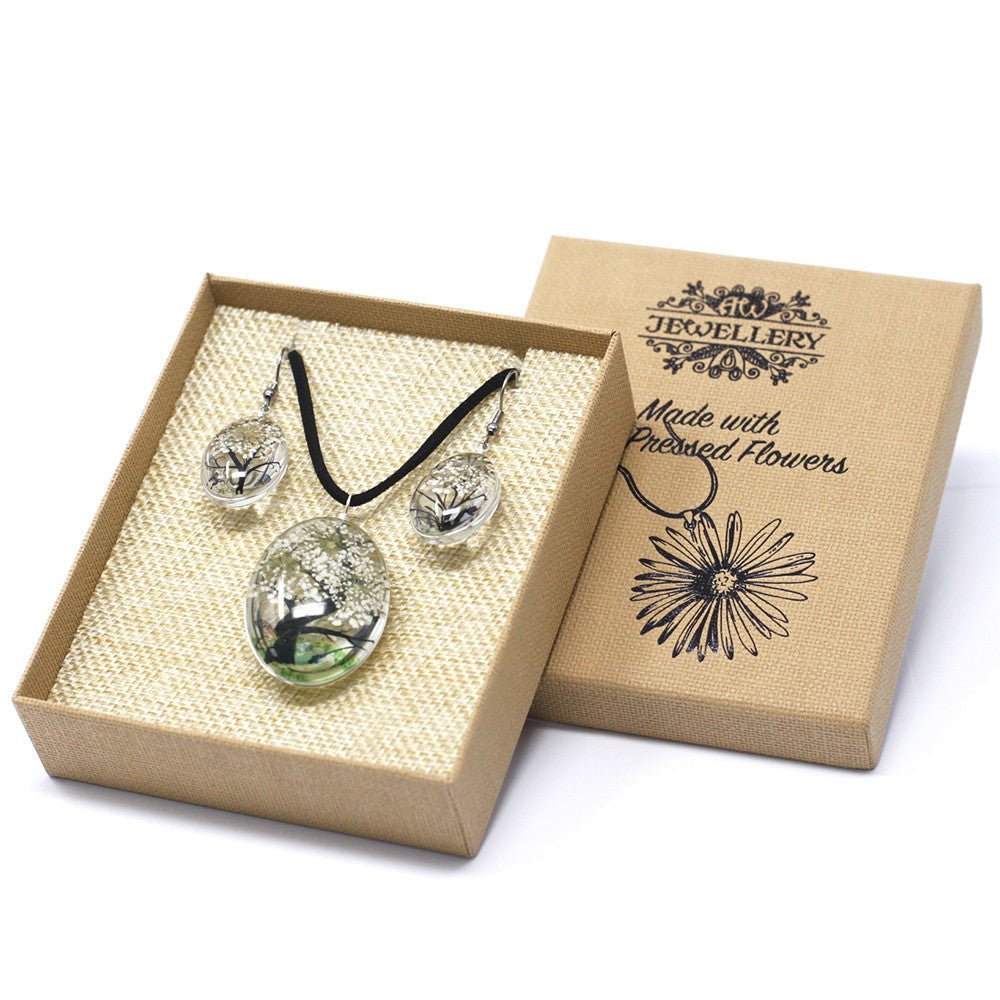 Pressed Real Flowers Jewelry- White - Ultrabee