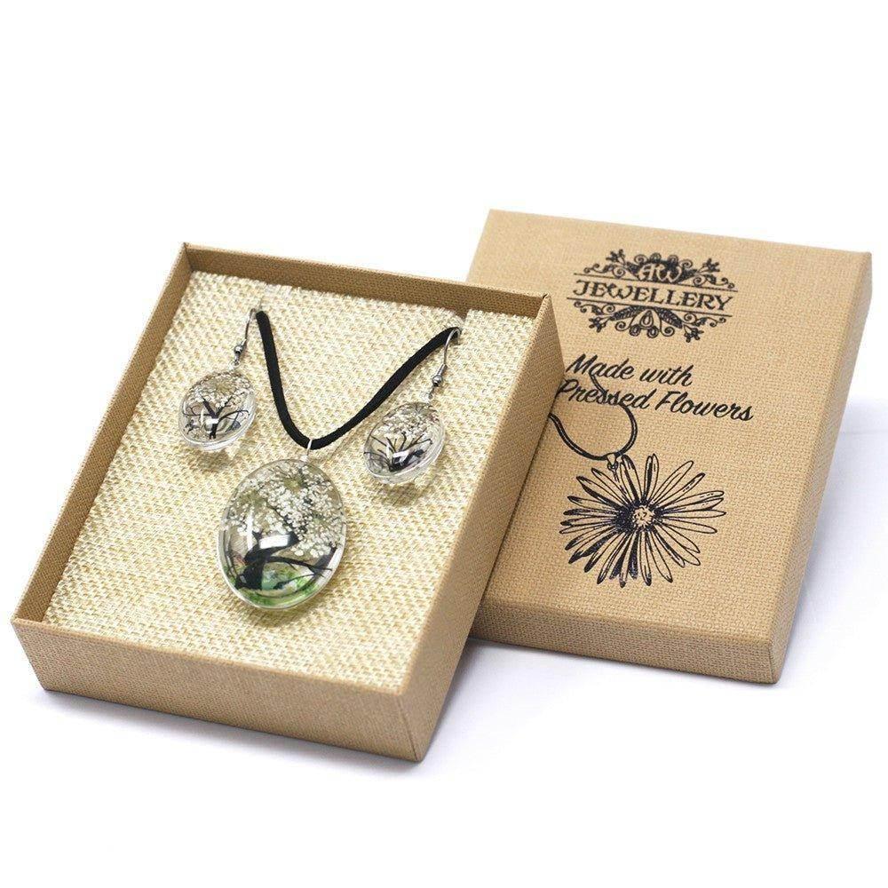 Pressed Real Flowers Jewelry- White