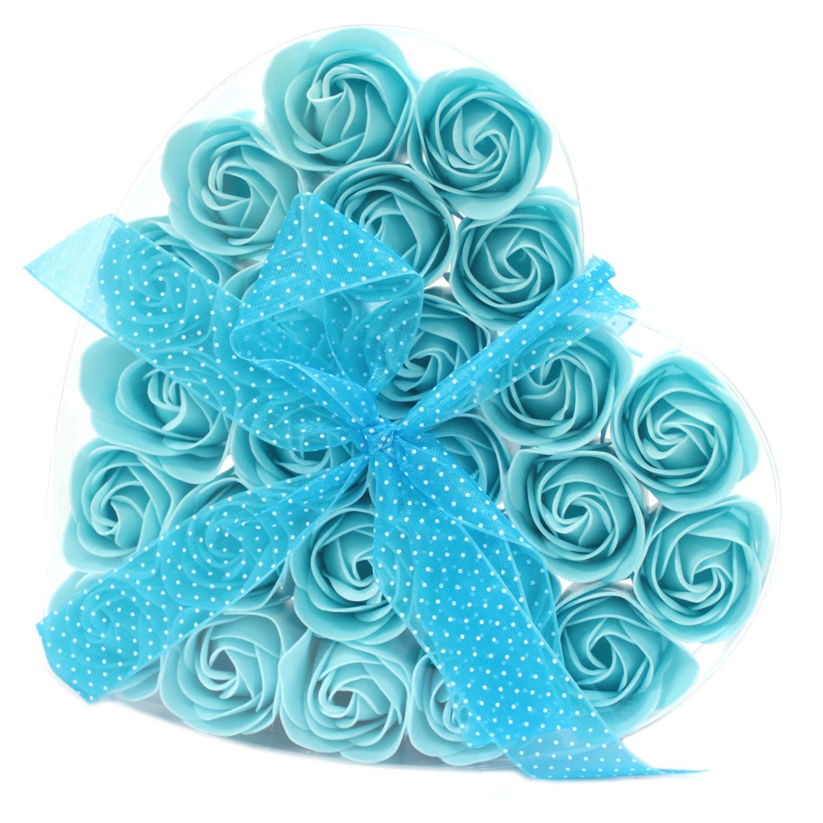Set of 24 Soap Flower Heart Box - Blue Roses - Ultrabee