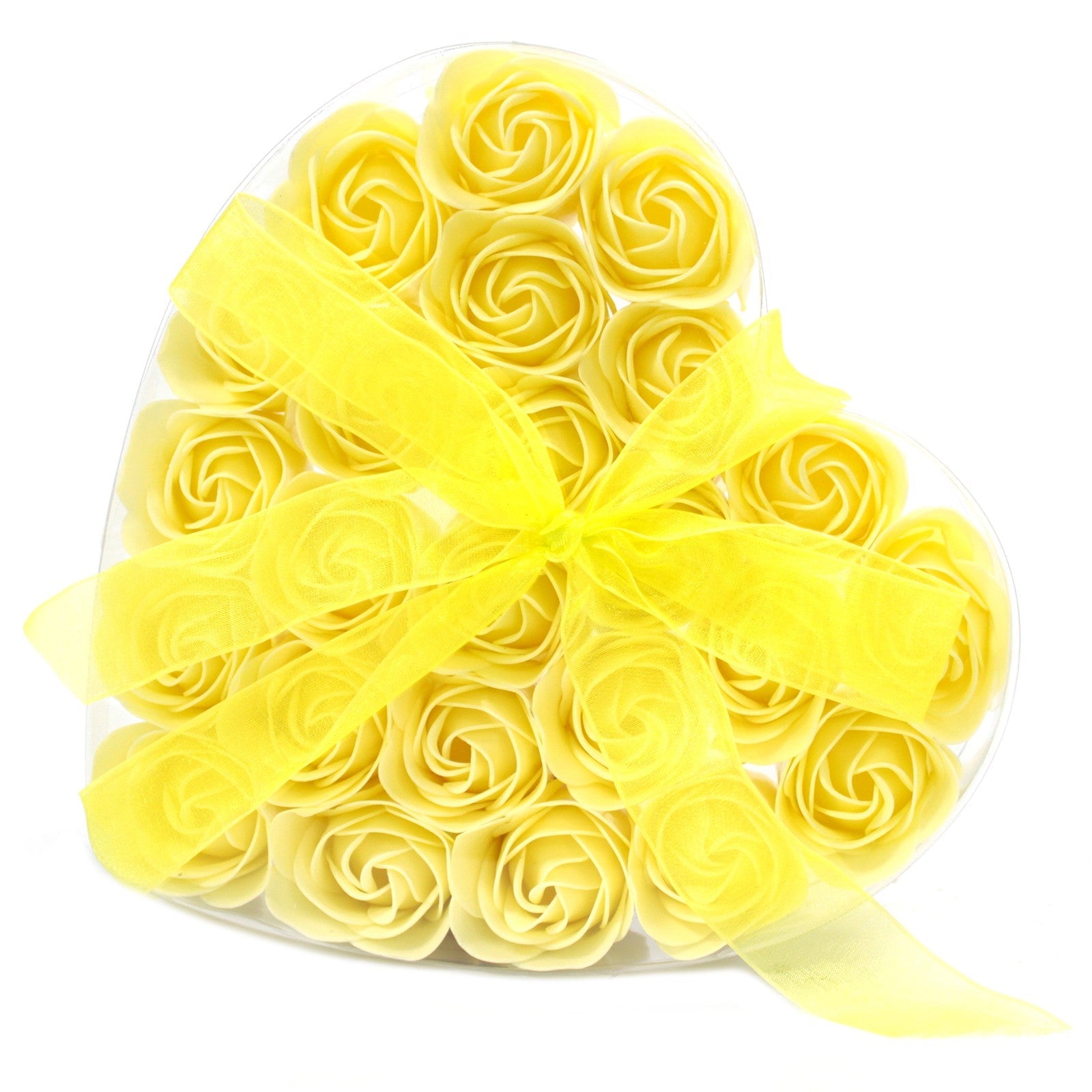 Set of 24 Soap Flower Heart Box - Yellow Roses - Ultrabee