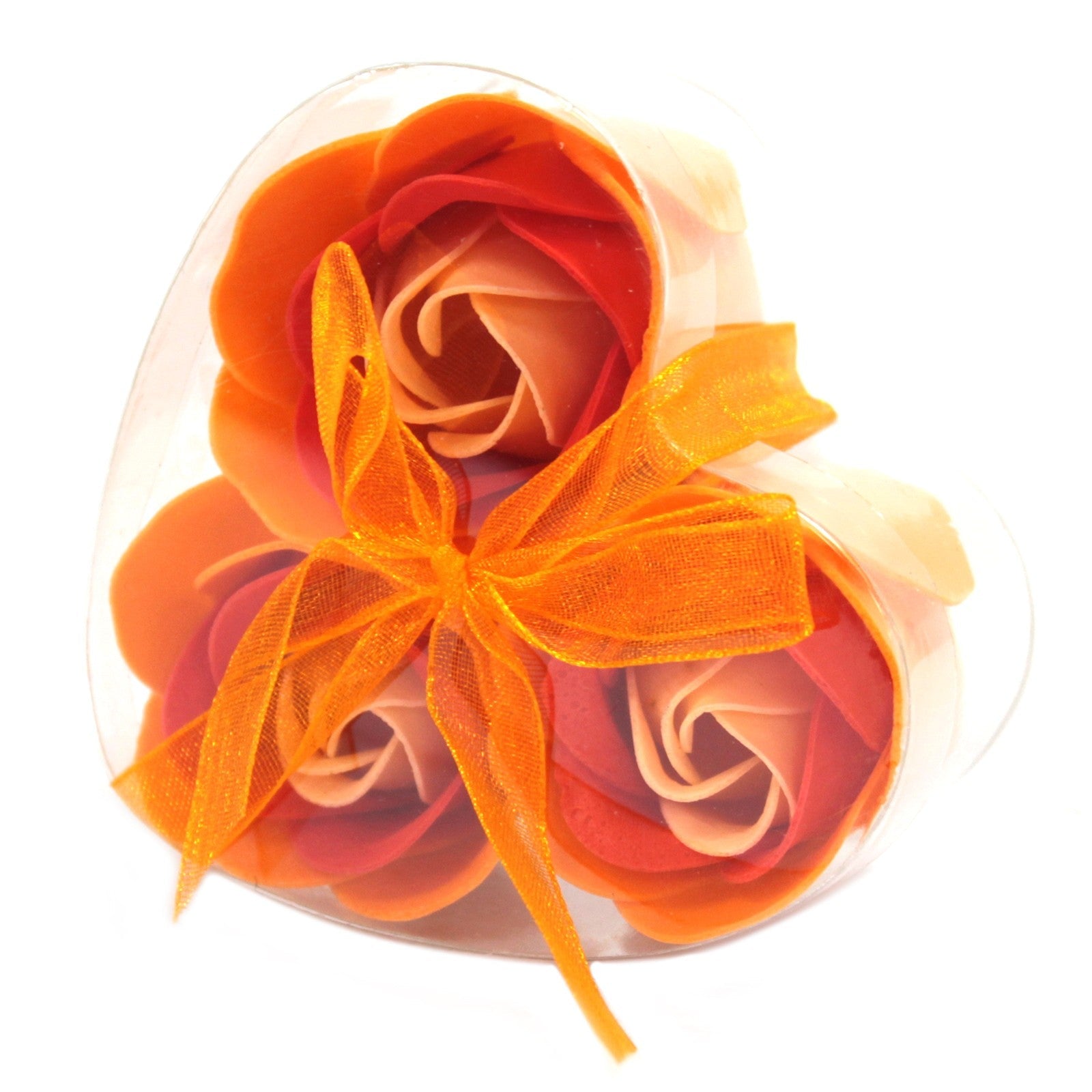 Set of 3 Soap Flower Heart Box - Peach Roses - Ultrabee