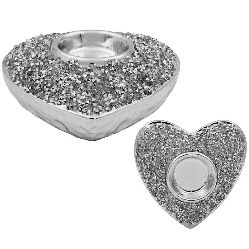 Silver And Crystal Tealight Heart Holder - Ultrabee