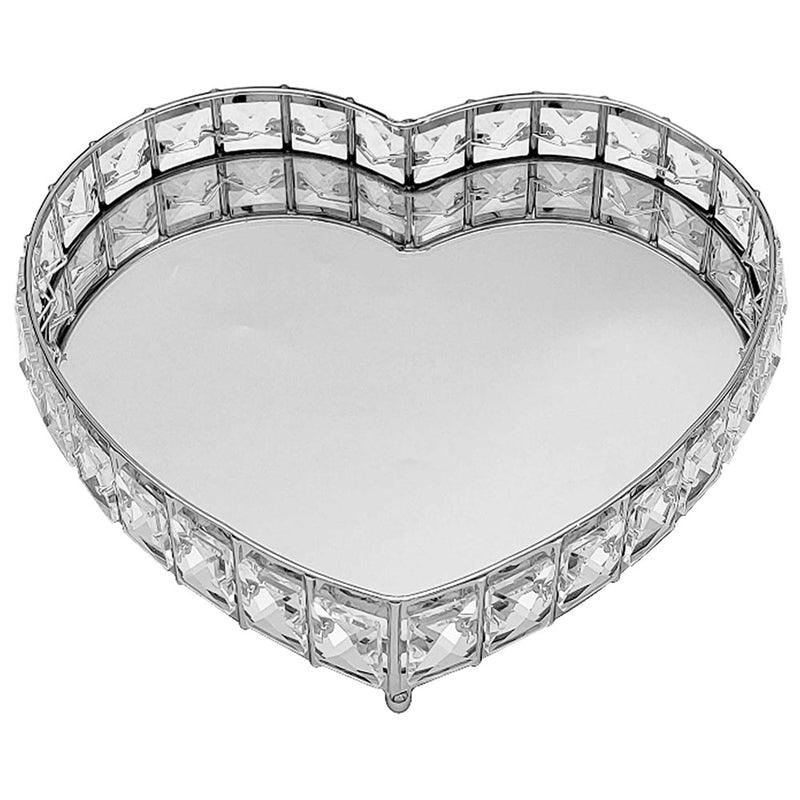 Silver Crystal Heart Tray 26cm - Ultrabee