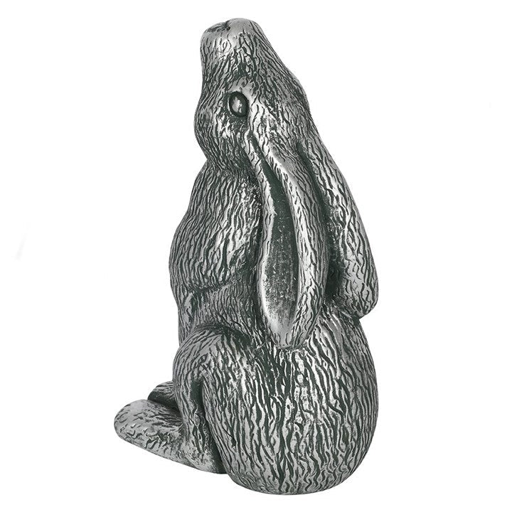 Silver Terracotta Moon Gazing Hare Garden Ornament - Ultrabee