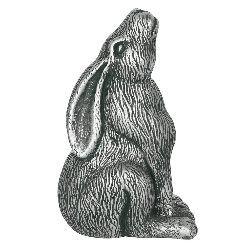 Silver Terracotta Moon Gazing Hare Garden Ornament - Ultrabee