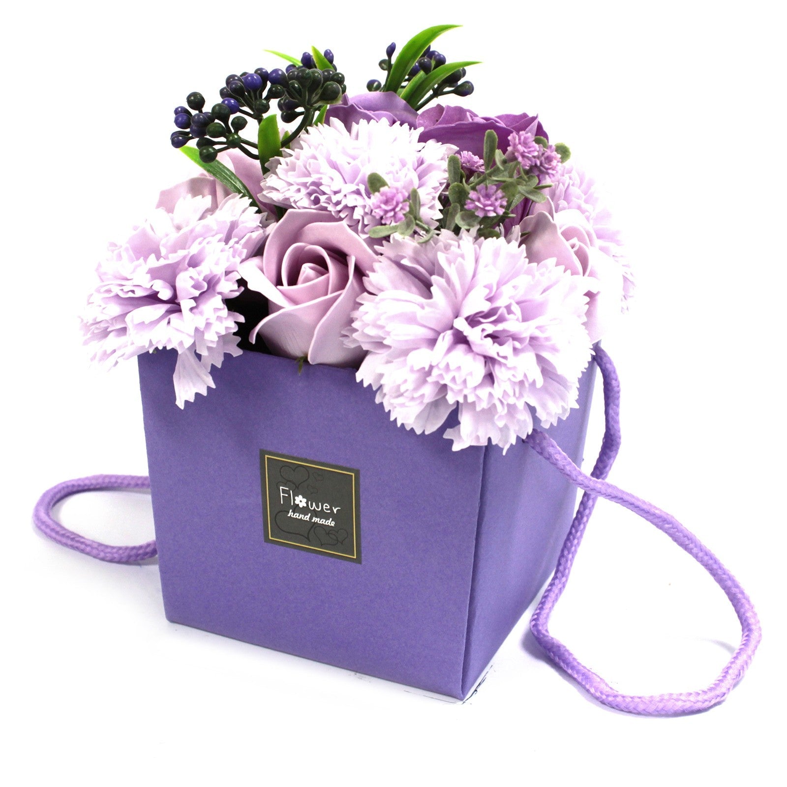 Soap Flower Bouquet - Lavender Rose and Carnation Gift Bag - Ultrabee