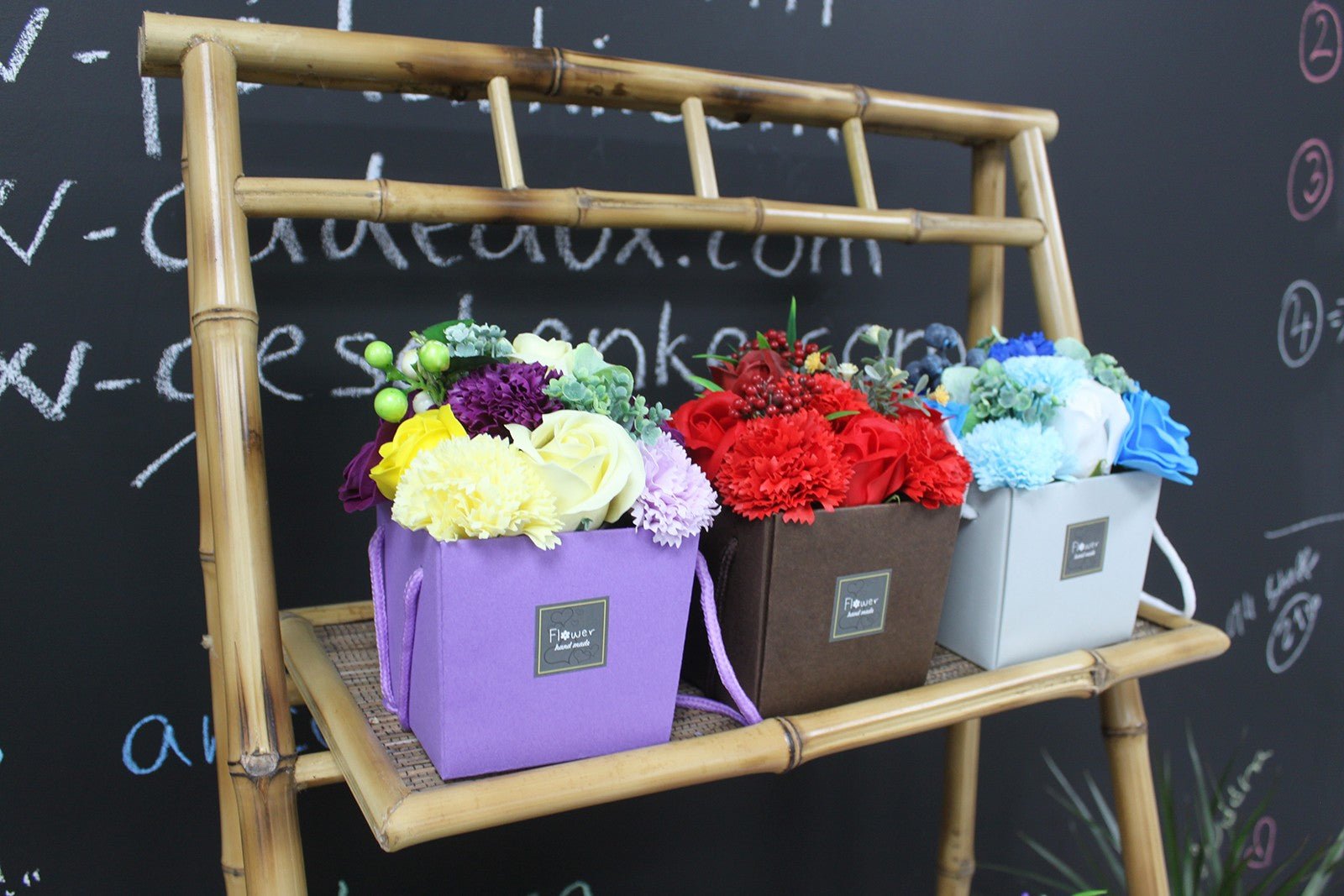 Soap Flower Bouquet - Lavender Rose and Carnation Gift Bag - Ultrabee