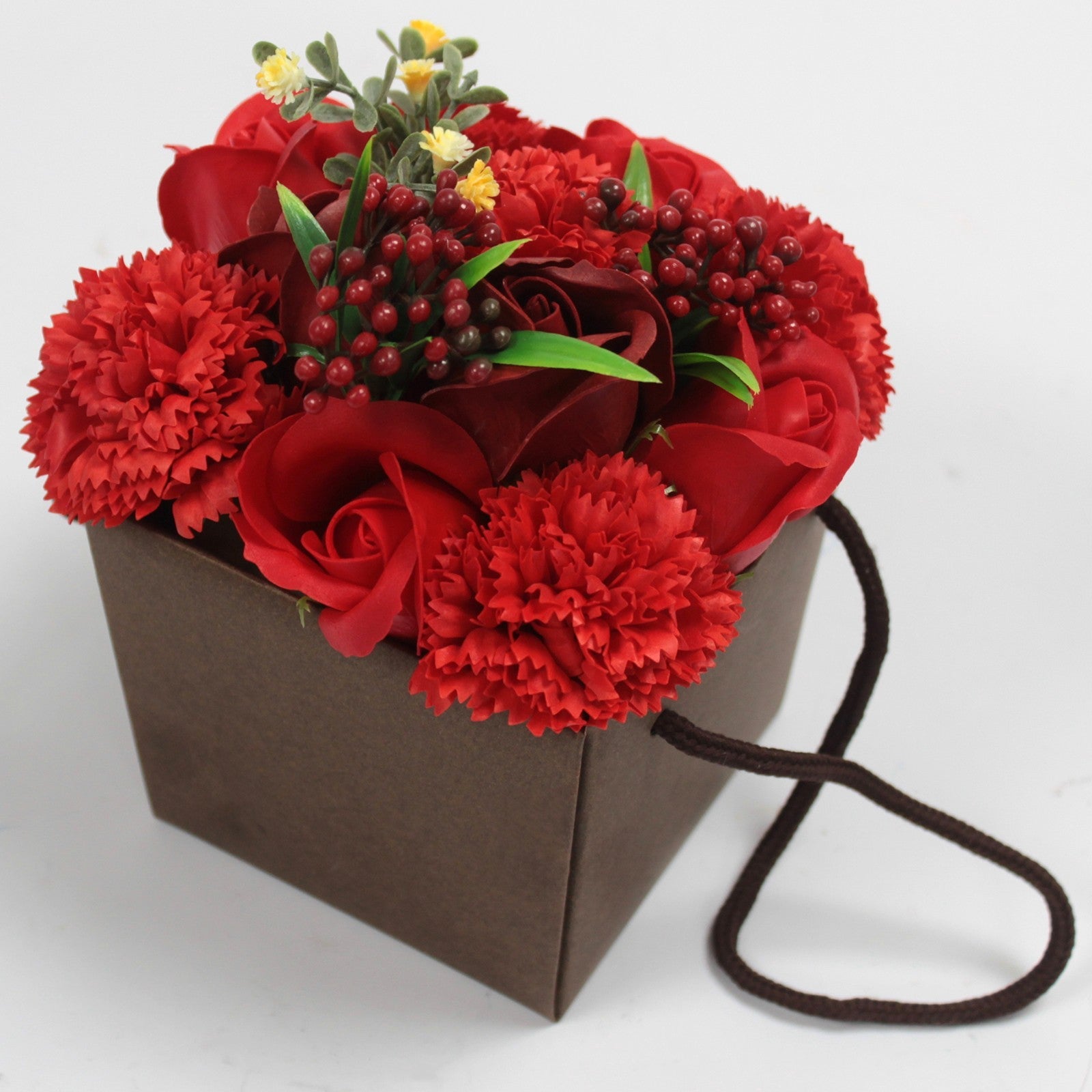 Soap Flower Bouquet - Red Rose & Carnation Gift Bag - Ultrabee
