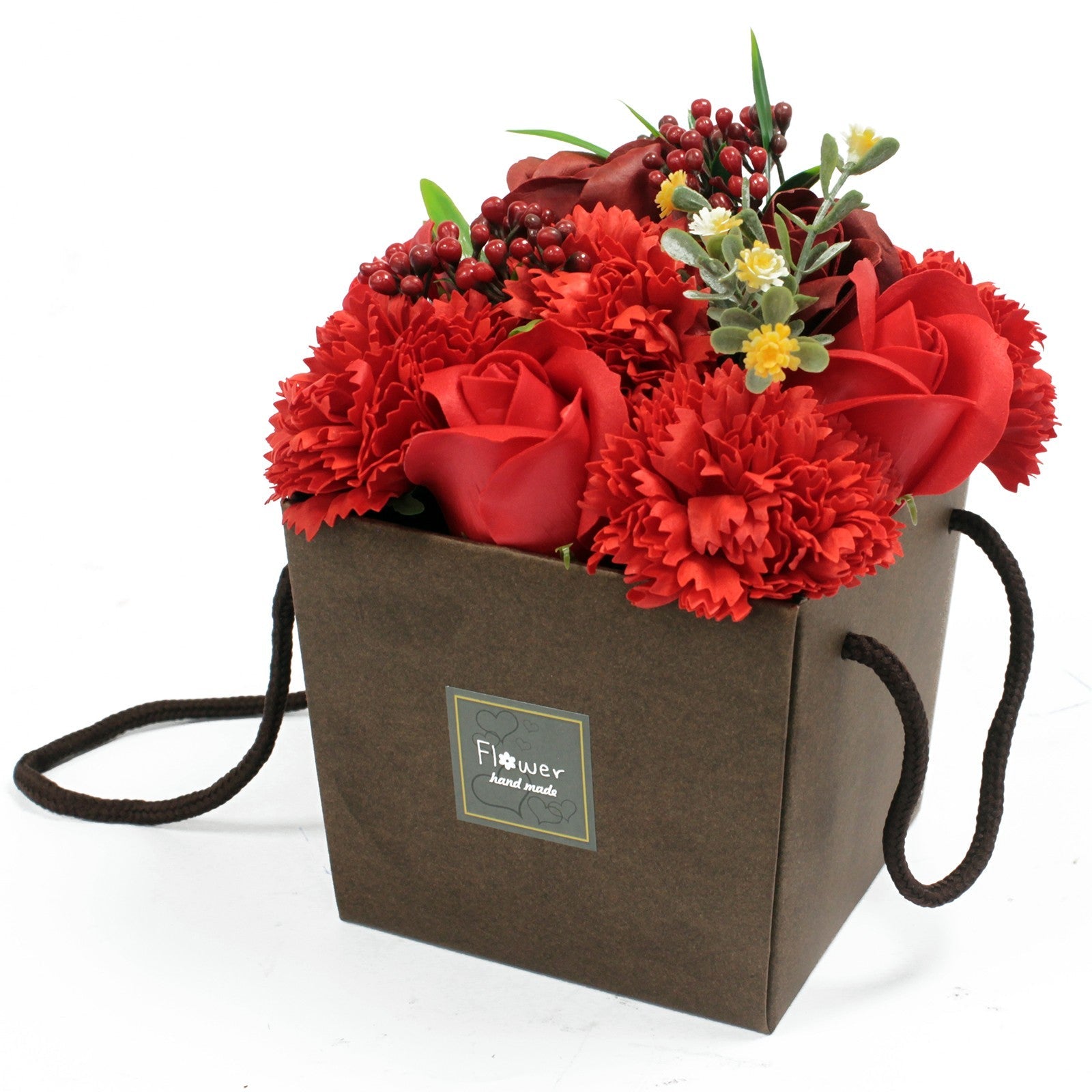 Soap Flower Bouquet - Red Rose & Carnation Gift Bag - Ultrabee